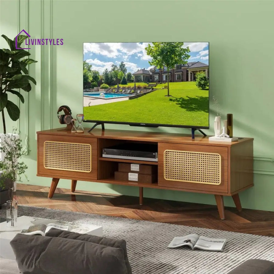 Flora Wooden Finish Tv Unit Stand for Living Room