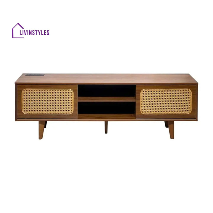 Flora Wooden Finish Tv Unit Stand for Living Room