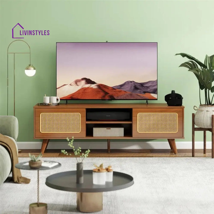 Flora Wooden Finish Tv Unit Stand for Living Room