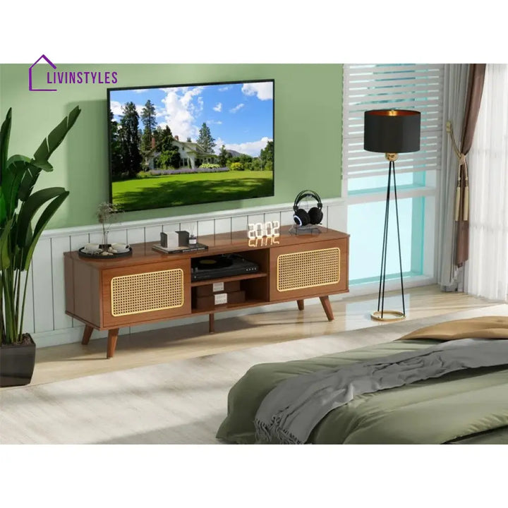 Flora Wooden Finish Tv Unit Stand for Living Room