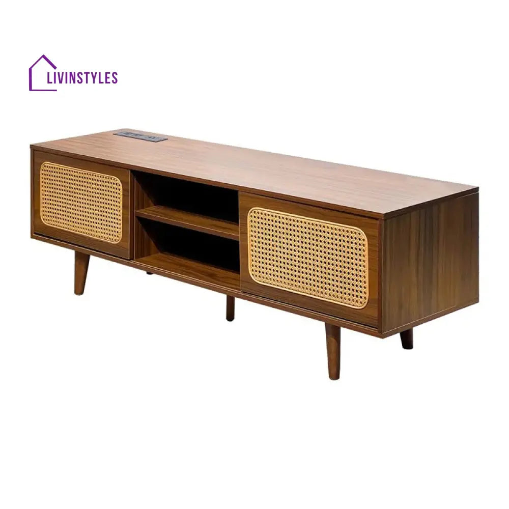 Flora Wooden Finish Tv Unit Stand for Living Room