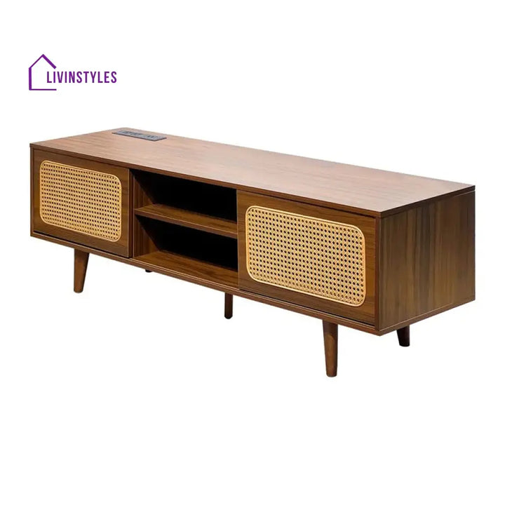 Flora Wooden Finish Tv Unit Stand for Living Room