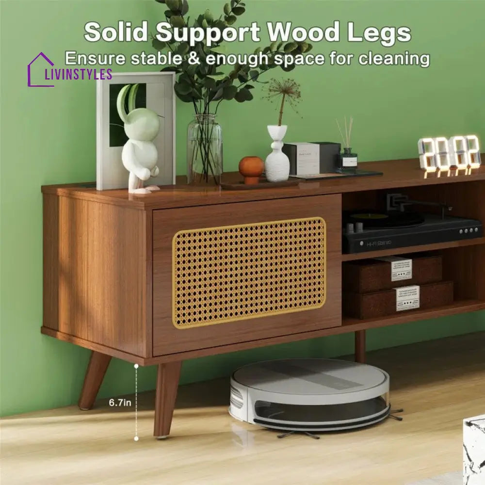 Flora Wooden Finish Tv Unit Stand for Living Room