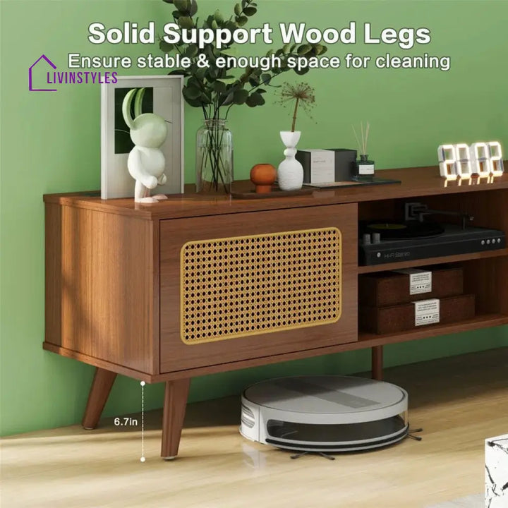 Flora Wooden Finish Tv Unit Stand for Living Room