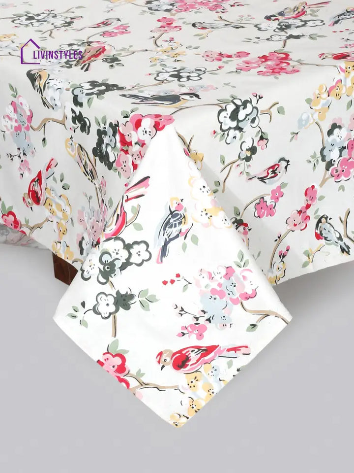 Floral Print White Color King Size Cotton Bed Sheet With 2 Pillow Covers Sheet