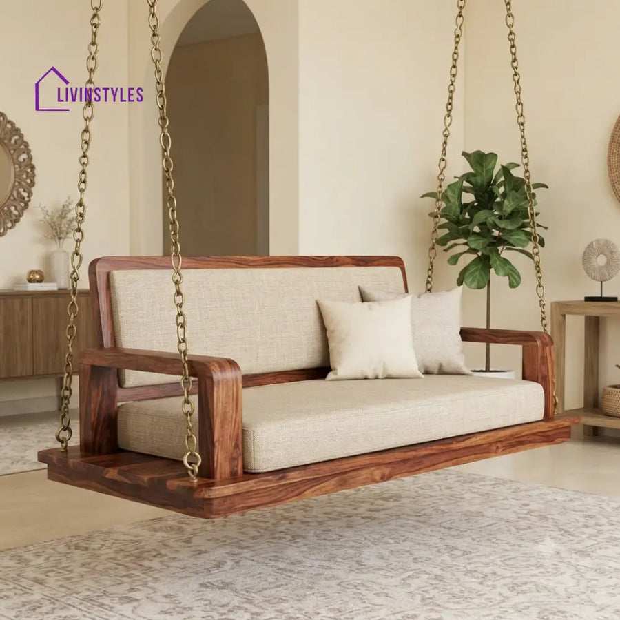 Florence 2 Seater Wooden Swing for Home | Wooden Jhula for home