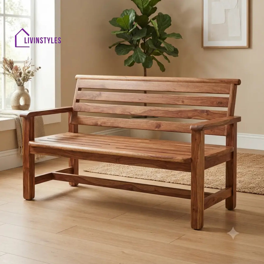 Florian Wooden Bench for Living Room | Bedroom | Extra Seating