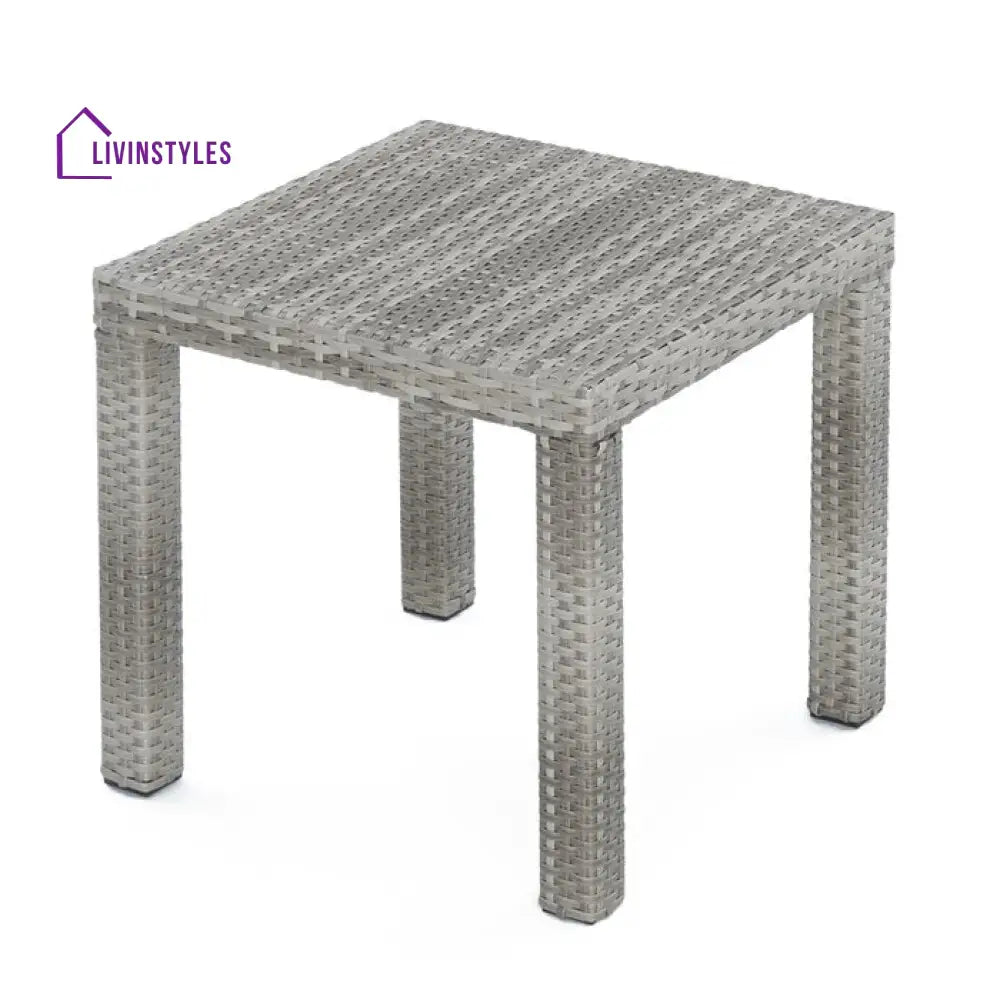 Floriana Outdoor Patio Sofa Set 3 Seater 2 Single Seater 2 Footstool 1 Side table and 1 Center Table (Silver) - Sofa