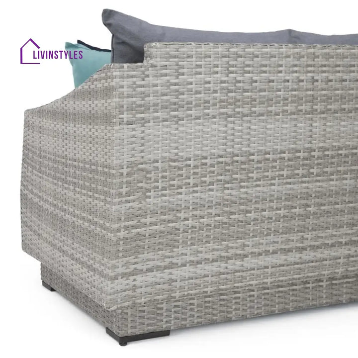 Floriana Outdoor Patio Sofa Set 3 Seater 2 Single Seater 2 Footstool 1 Side table and 1 Center Table (Silver) - Sofa