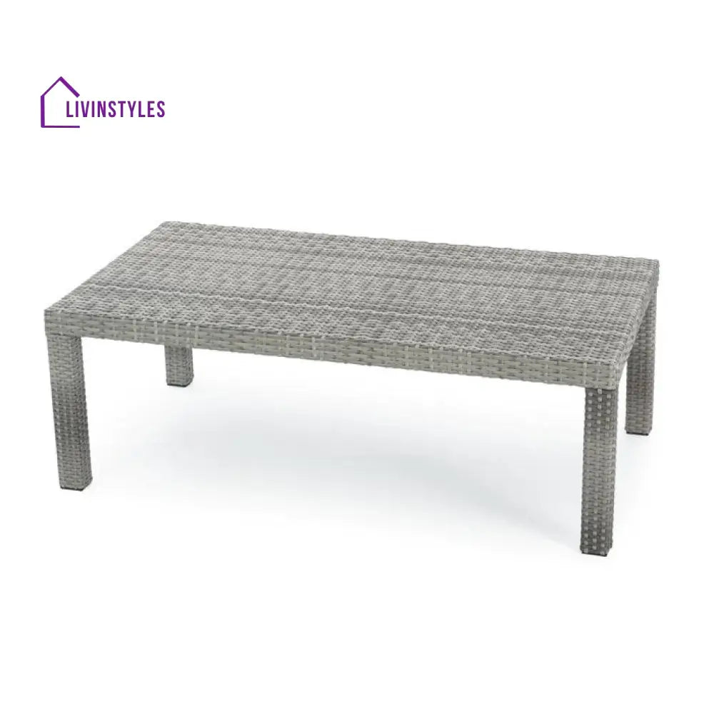 Floriana Outdoor Patio Sofa Set 3 Seater 2 Single Seater 2 Footstool 1 Side table and 1 Center Table (Silver) - Sofa