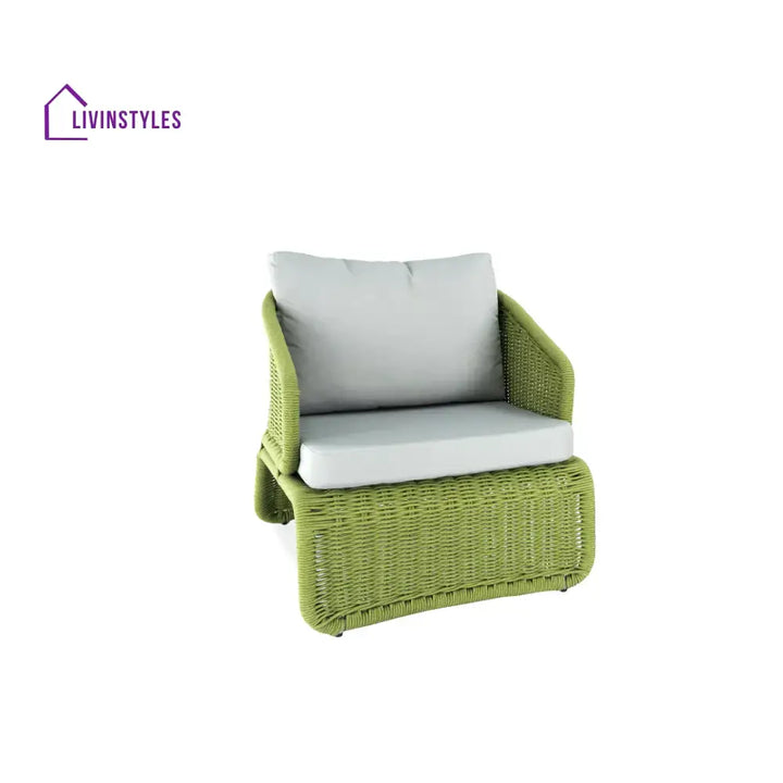 Floro Outdoor Patio Seating Set 2 Chairs and 1 Table Set (Green & Orange) Braided And Rope - Coffee Table Sets