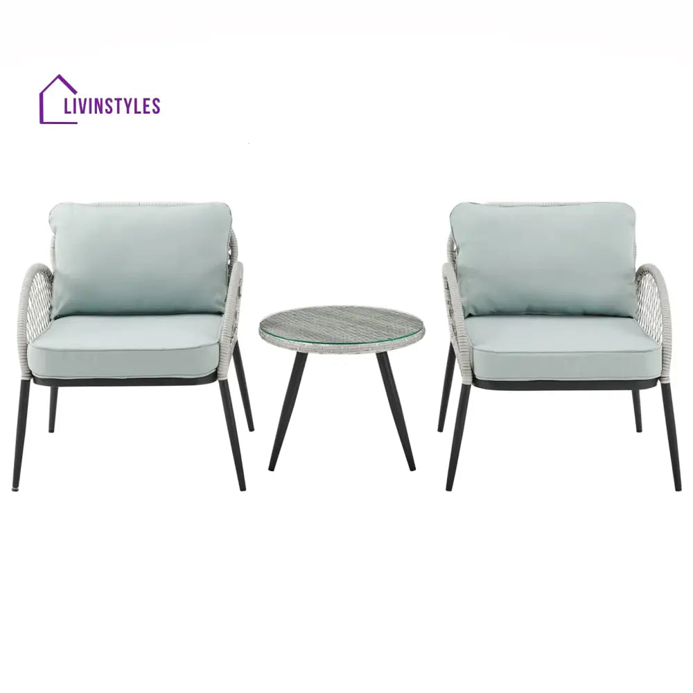 Florrie Outdoor Patio Seating Set 2 Chairs and 1 Table Set (White) - Coffee Table Sets