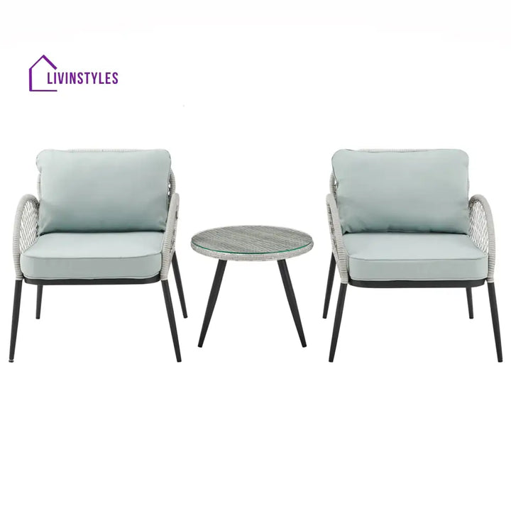 Florrie Outdoor Patio Seating Set 2 Chairs and 1 Table Set (White) - Coffee Table Sets