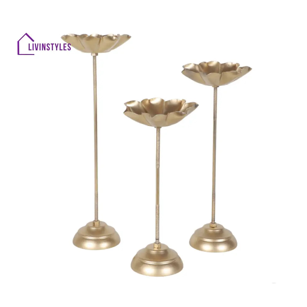 Flower Lotus Blossom Detachable Tealight | Set Of 3 Tea Light Stand