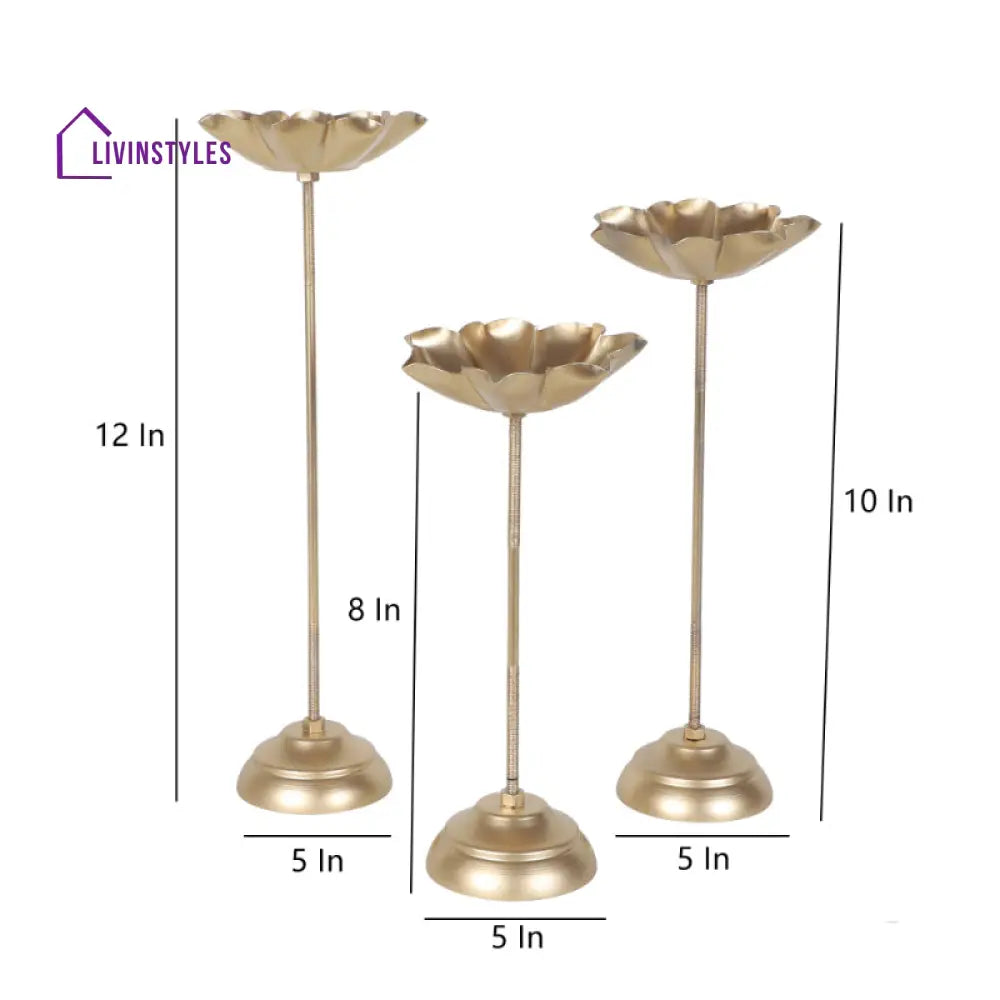 Flower Lotus Blossom Detachable Tealight | Set Of 3 Tea Light Stand