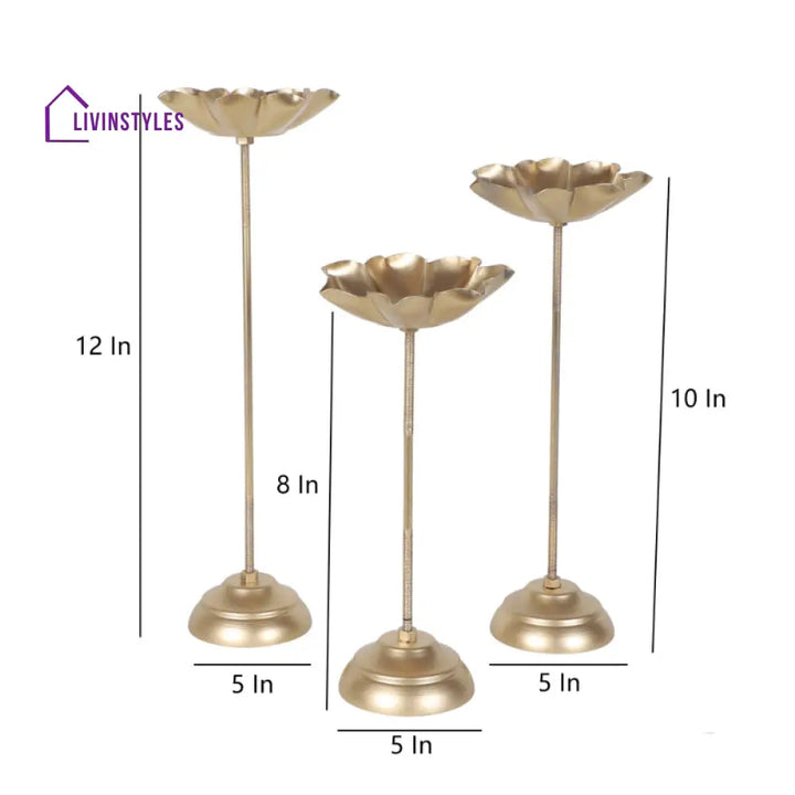 Flower Lotus Blossom Detachable Tealight | Set Of 3 Tea Light Stand