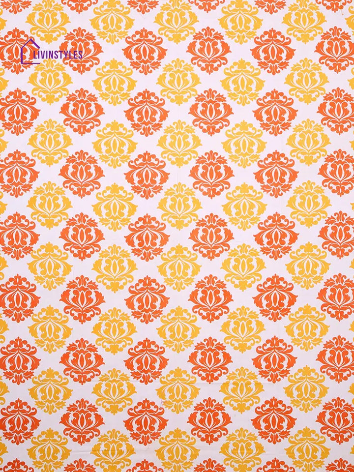 Flroal Print White Yellow Double Size Bedsheet With 2 Pillow Covers