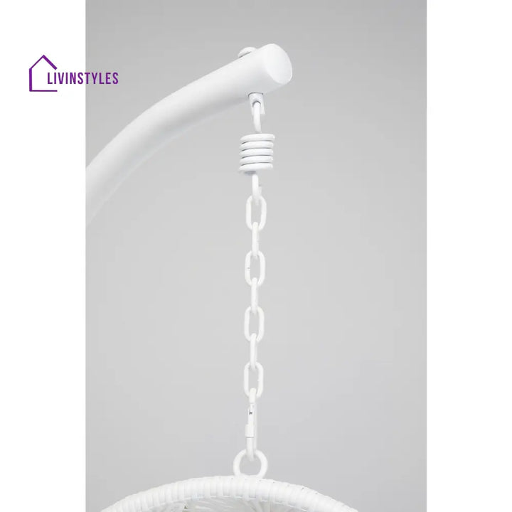 Flutter Single Seater Hanging Swing With Stand For Balcony Garden (White) - Swings