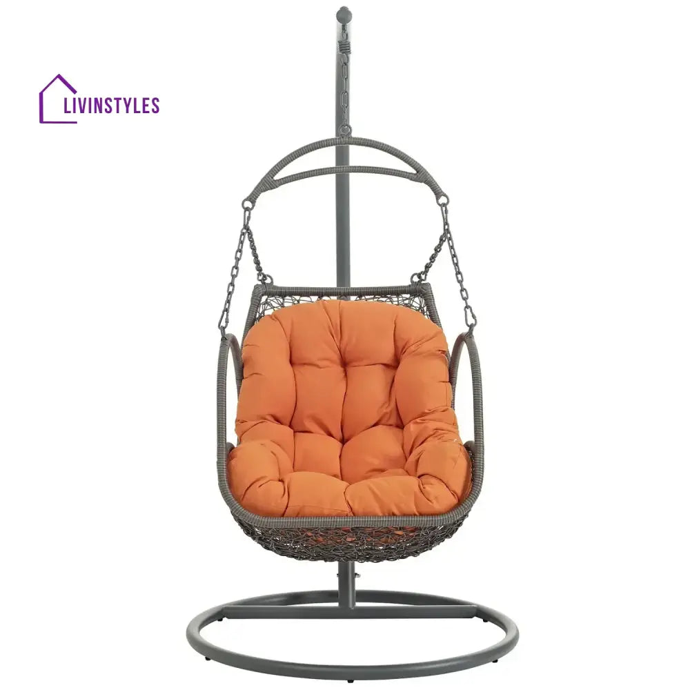 Folake Outdoor Rattan Wicker Hanging Swing Chair with Cushion - Swing
