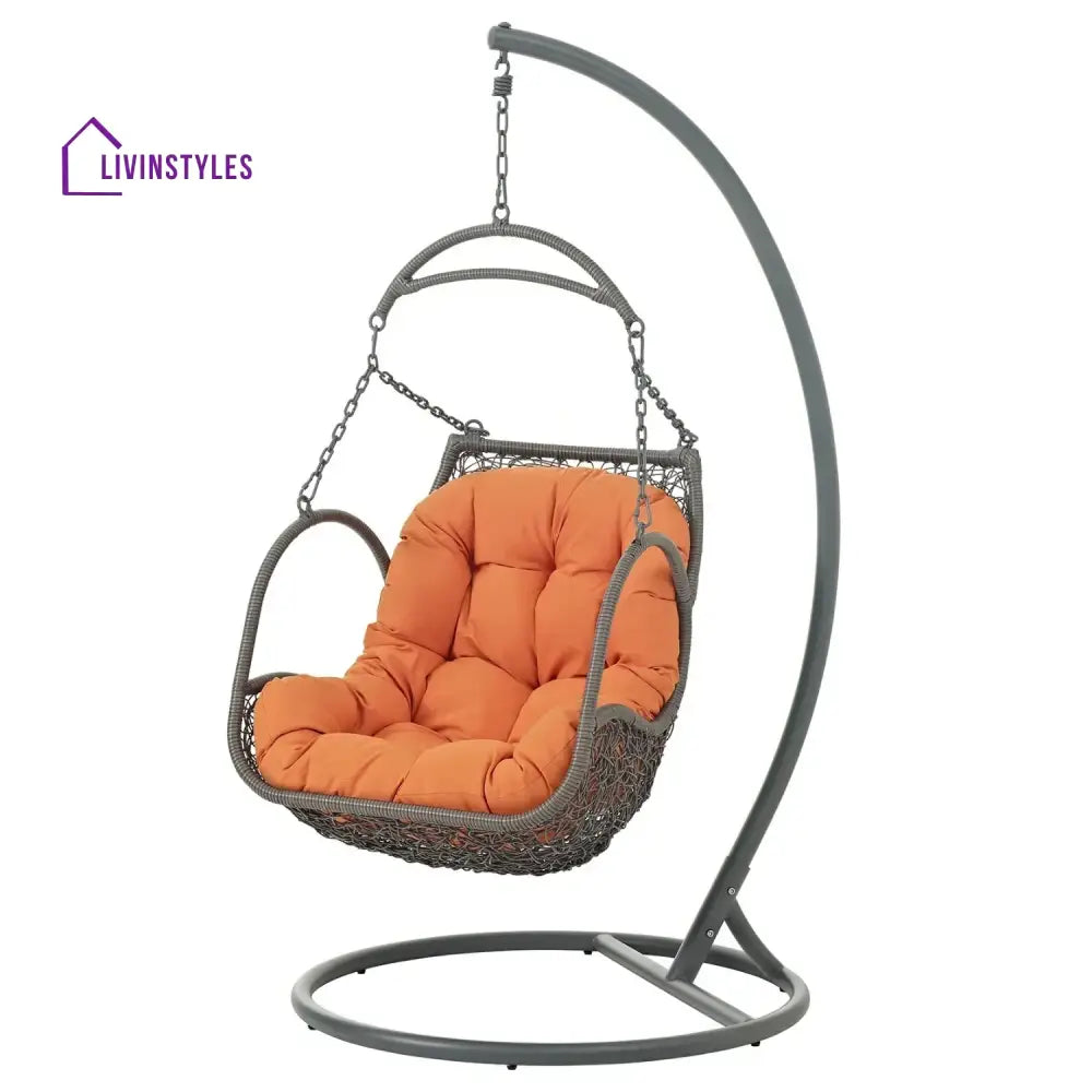 Folake Outdoor Rattan Wicker Hanging Swing Chair with Cushion - Swing