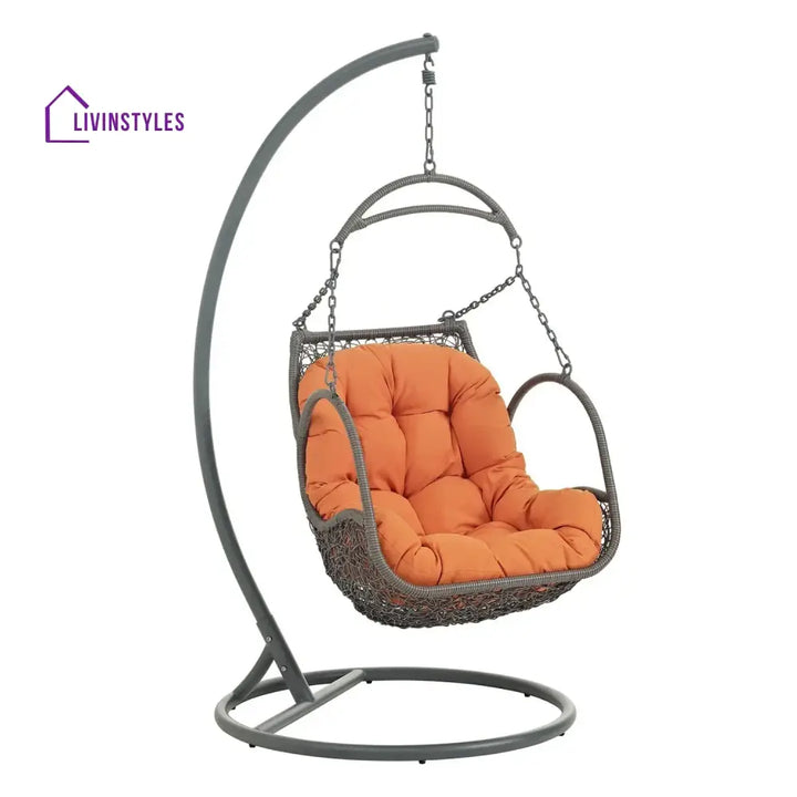 Folake Outdoor Rattan Wicker Hanging Swing Chair with Cushion - Swing