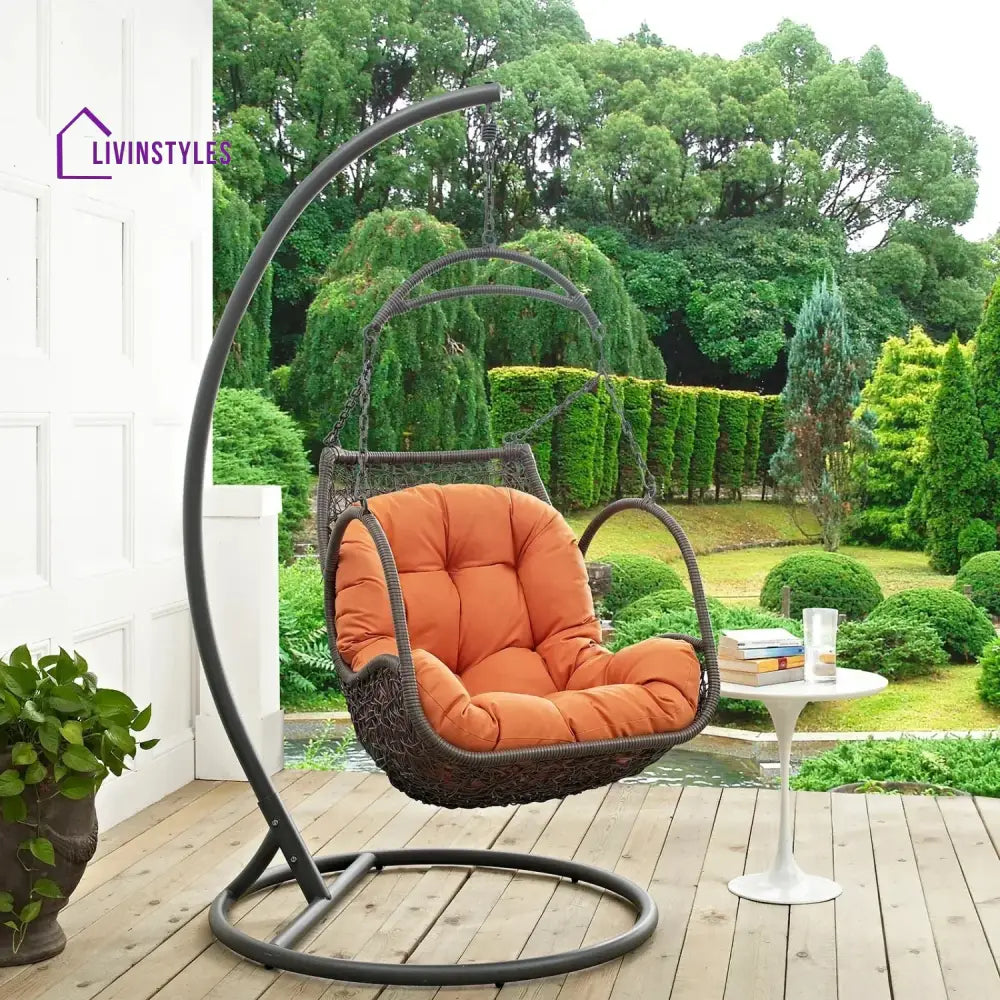 Folake Outdoor Rattan Wicker Hanging Swing Chair with Cushion - Swing