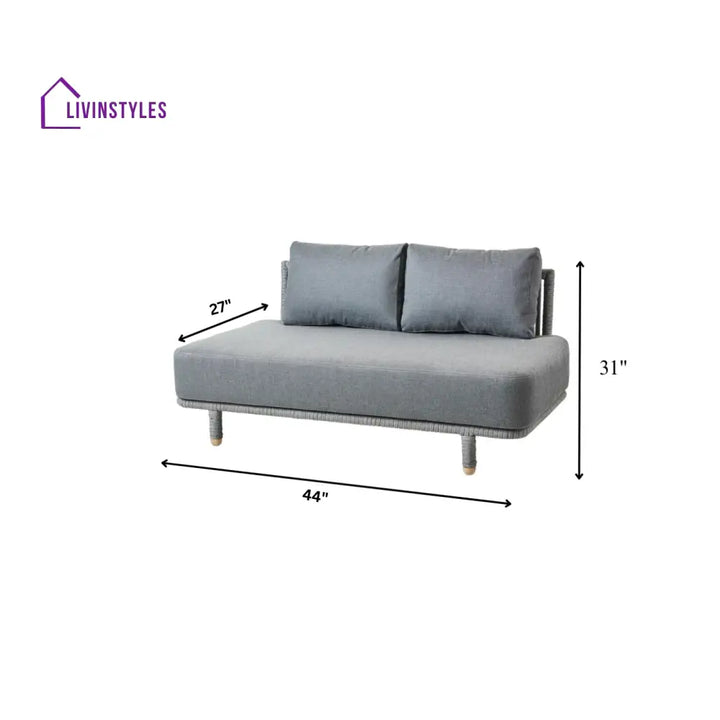 Folliero Outdoor Sofa Set 2 Seater 1 Corner Module and 1 Center Table Braided & Rope (Grey) - Sofa Sets