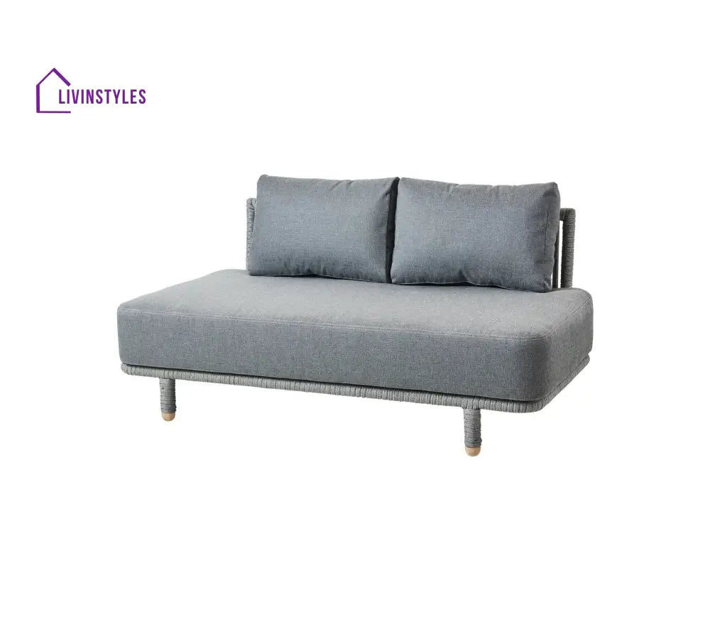 Folliero Outdoor Sofa Set 2 Seater 1 Corner Module and 1 Center Table Braided & Rope (Grey) - Sofa Sets
