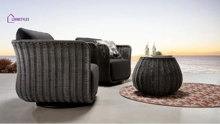 Fons Outdoor Patio Seating Set 2 Chairs and 1 Table Set (Grey) Braided & Rope - Coffee Table Sets