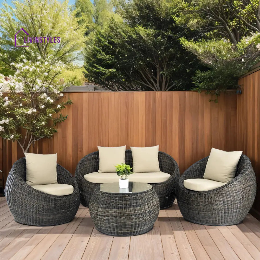 Fonsie Outdoor Sofa Set 2 Seater 2 Single seater and 1 Center Table (Cappuccino) - Sofa Sets