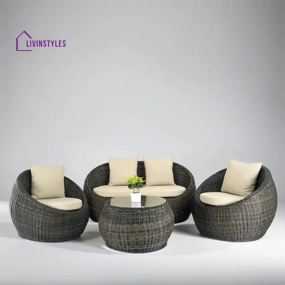 Fonsie Outdoor Sofa Set 2 Seater 2 Single seater and 1 Center Table (Cappuccino) - Sofa Sets
