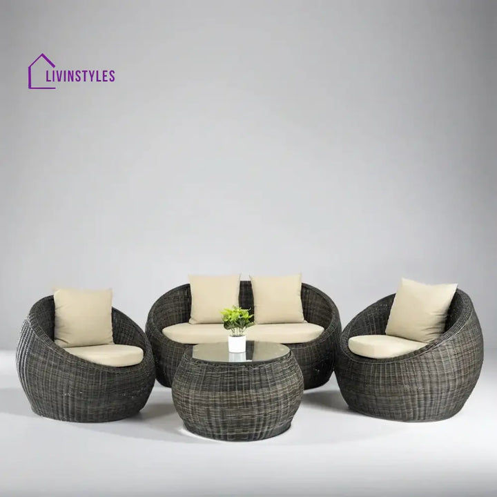 Fonsie Outdoor Sofa Set 2 Seater 2 Single seater and 1 Center Table (Cappuccino) - Sofa Sets
