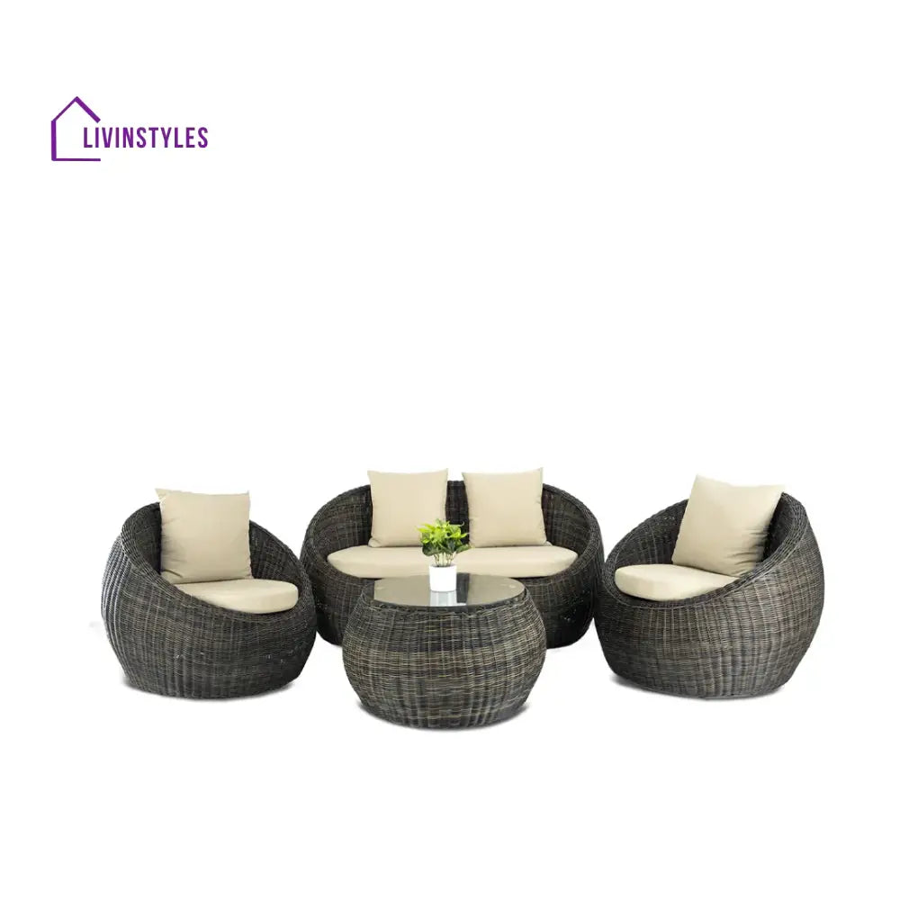 Fonsie Outdoor Sofa Set 2 Seater 2 Single seater and 1 Center Table (Cappuccino) - Sofa Sets