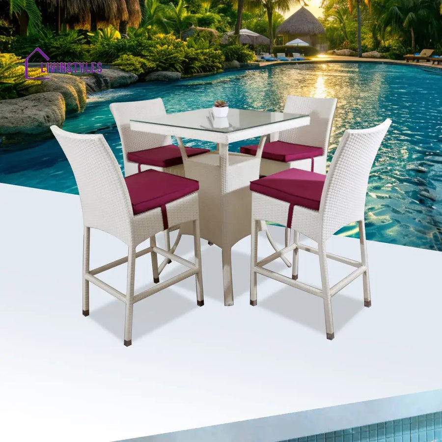 Forst Outdoor Patio Bar Sets 4 Chairs and 1 Table (White) - Bar Sets