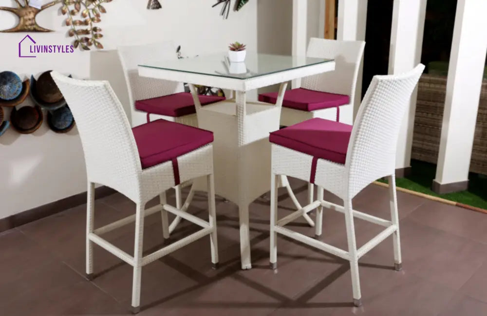 Forst Outdoor Patio Bar Sets 4 Chairs and 1 Table (White) - Bar Sets