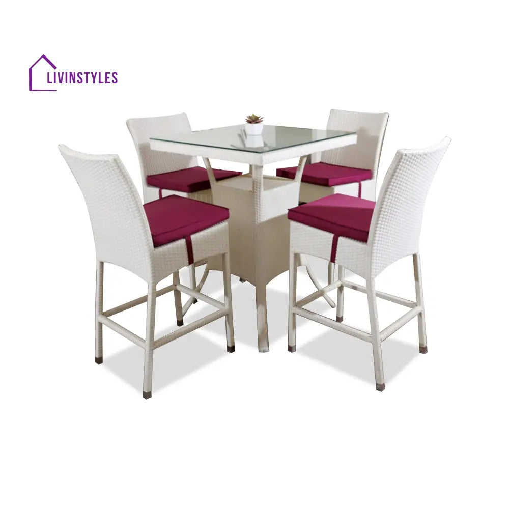 Forst Outdoor Patio Bar Sets 4 Chairs and 1 Table (White) - Bar Sets