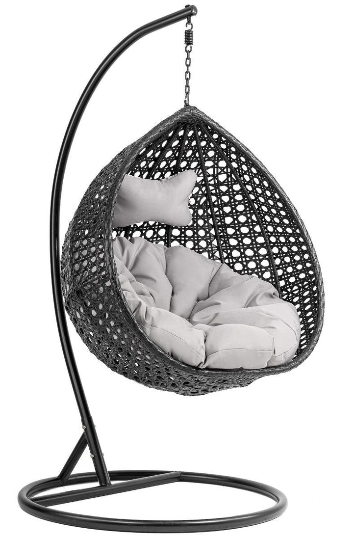Elliott Single Seater Hanging Swing With Stand For Balcony Garden - Black - Swings