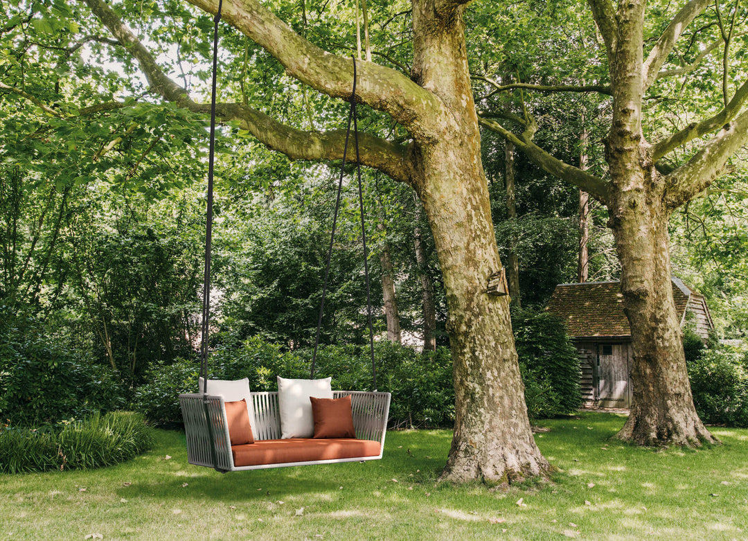 Dominga Double Seater Hanging Swing Without Stand For Balcony Garden Swing Braided & Rope - Off White - Swings