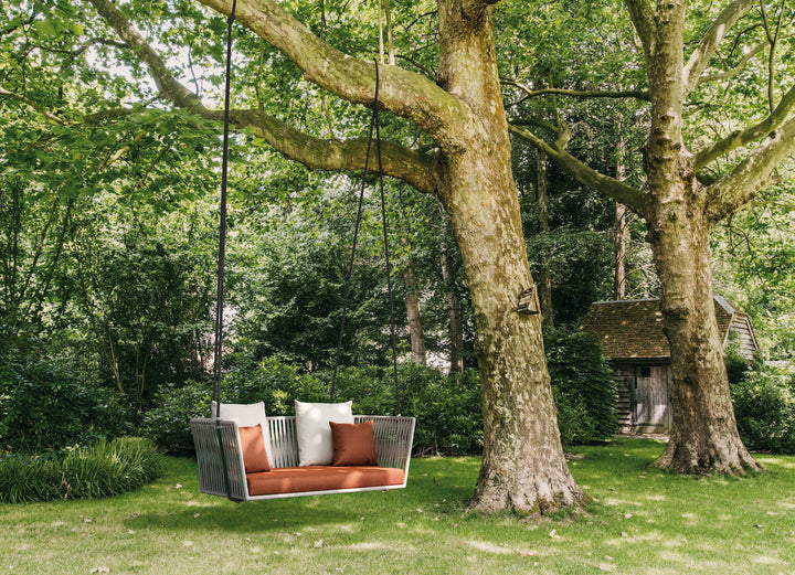 Dominga Double Seater Hanging Swing Without Stand For Balcony Garden Swing Braided & Rope - Off White - Swings