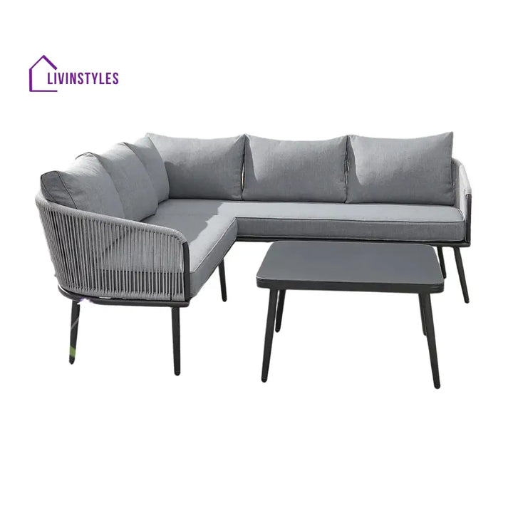 Fozia Outdoor Rope L-Shaped Conversation Sofa Set - Sofa Set