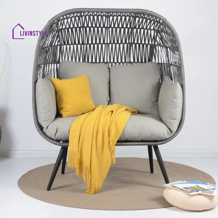 Fraga Double Seater Swing Basket For Balcony & Garden (Grey) - Swings