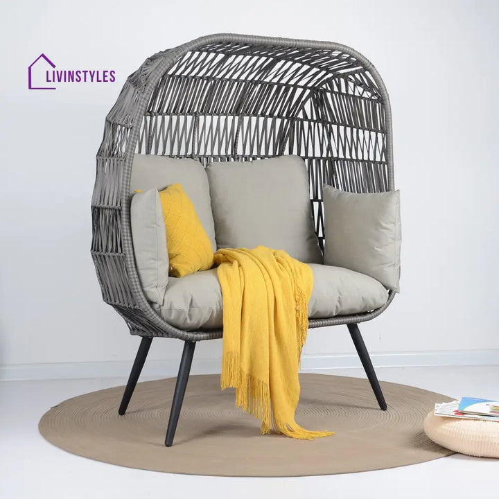 Fraga Double Seater Swing Basket For Balcony & Garden (Grey) - Grey - Swings