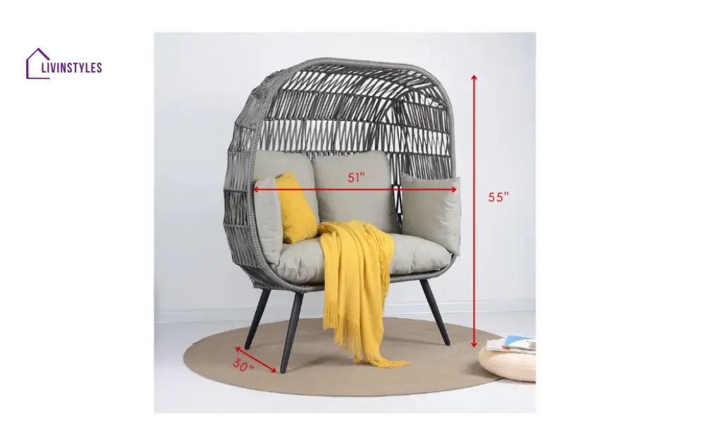 Fraga Double Seater Swing Basket For Balcony & Garden (Grey) - Swings