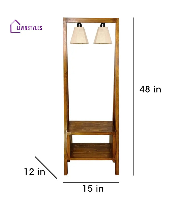 Francis Wooden Floor Lamp With Brown Base And Jute Fabric Lampshade Lamps