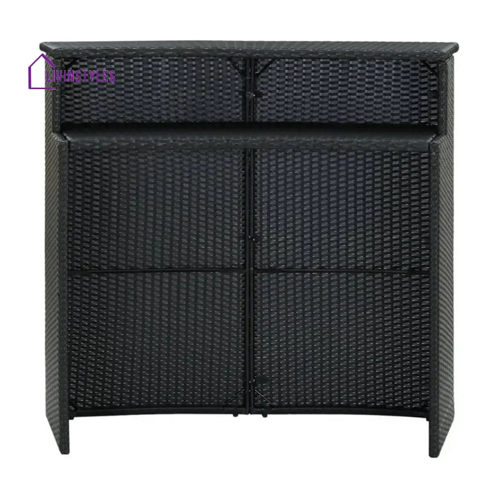 Francisca Outdoor Rattan Wicker Bar Table With a High-Top Design & Integrated Storage Shelf Bar Table