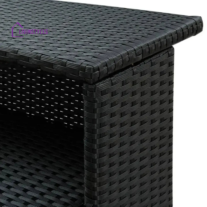 Francisca Outdoor Rattan Wicker Bar Table With a High-Top Design & Integrated Storage Shelf Bar Table