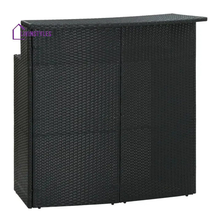 Francisca Outdoor Rattan Wicker Bar Table With a High-Top Design & Integrated Storage Shelf Bar Table