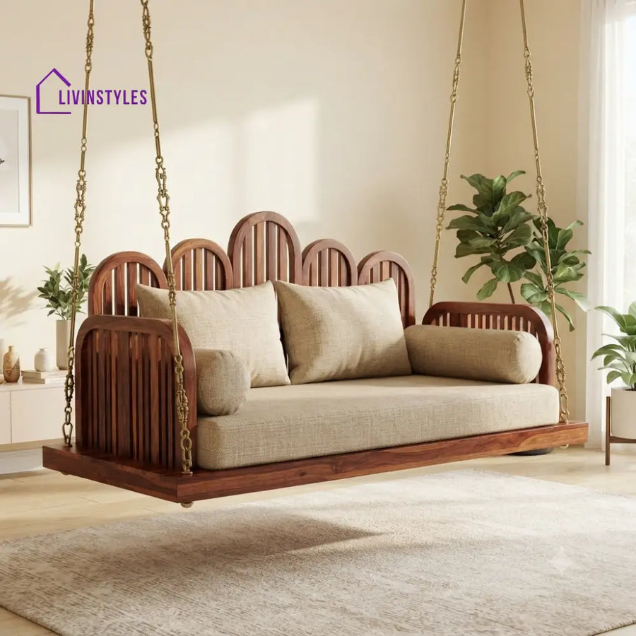 François 2 Seater Wooden Swing for Home | Wooden Jhula for home