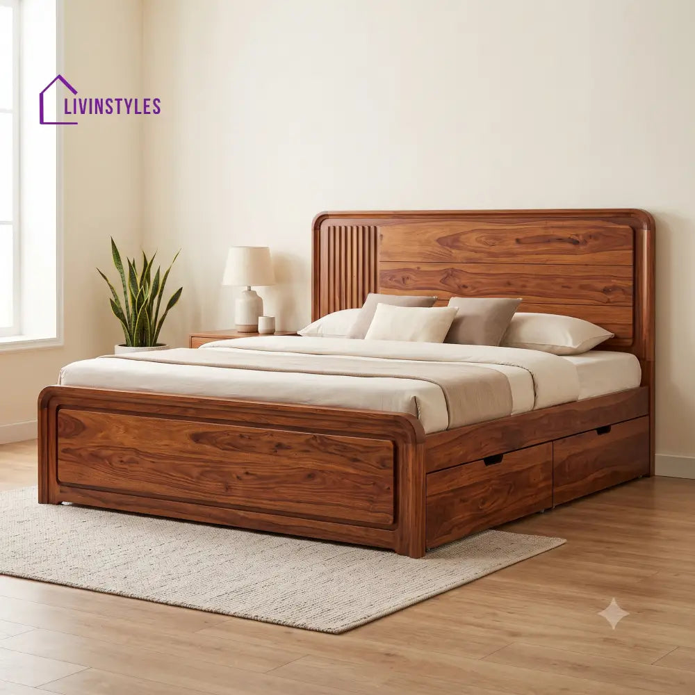 Francois Premium Wooden Bed with Drawer Storage | King Size Bed & Queen Size Bed Online