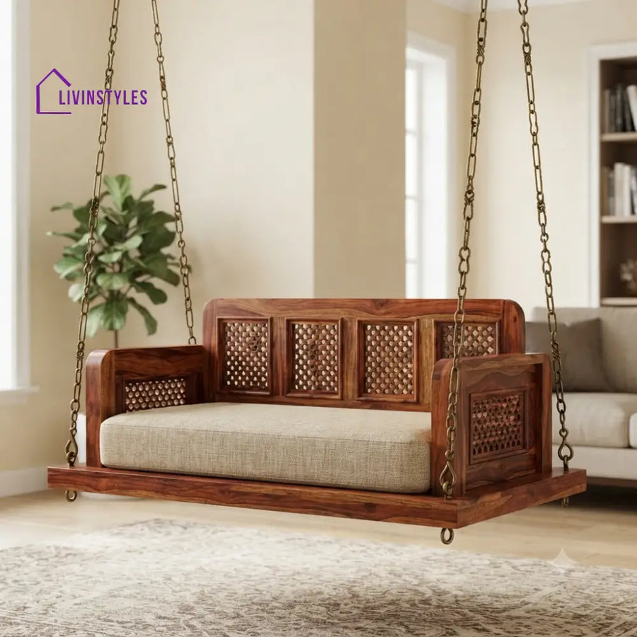 Françoise 2 Seater Wooden Swing for Home | Wooden Jhula for home